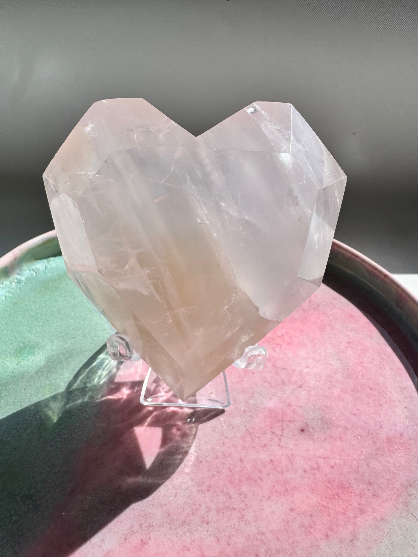 Faceted Rose Quartz Crystal Heart | Bespoke Crystals