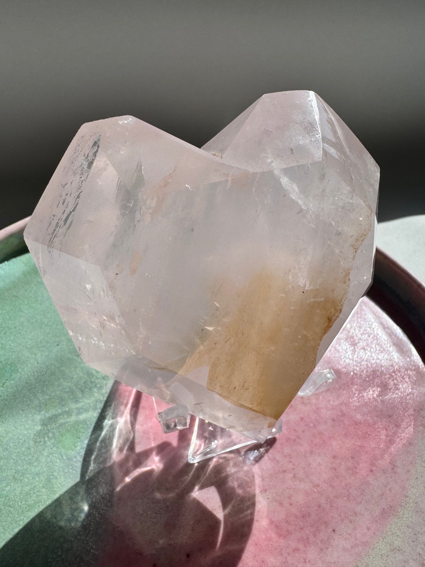 Faceted Rose Quartz Crystal Heart | Bespoke Crystals