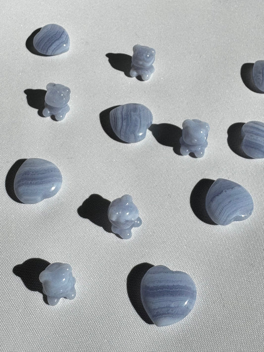 Blue Lace Agate Crystal Hearts & Bears 