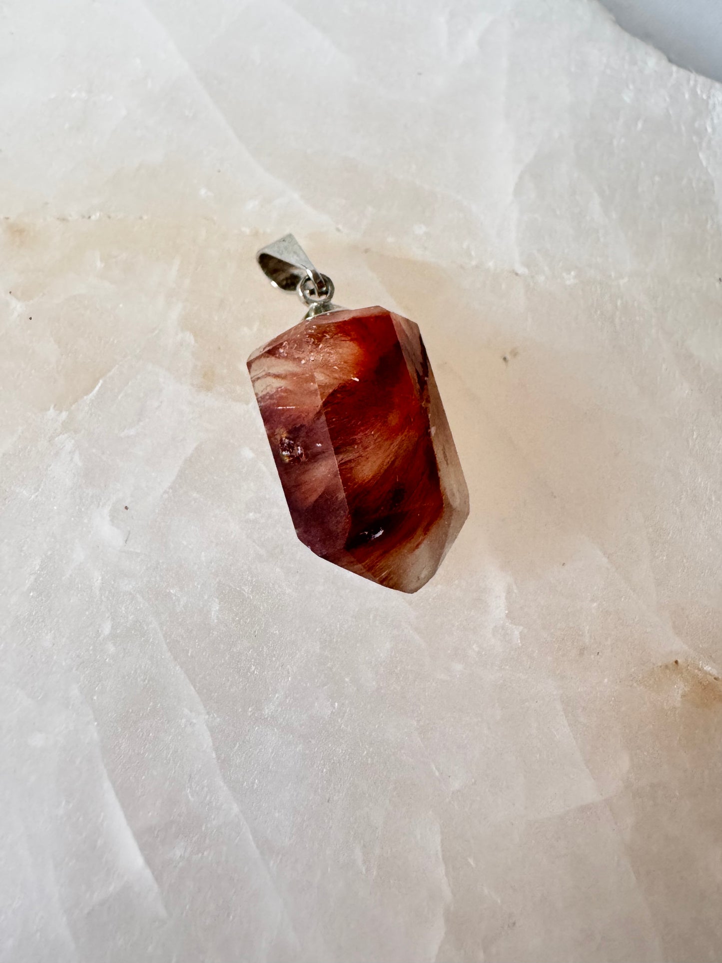 Red Amphibole Quartz Pendant |Bespoke Crystals