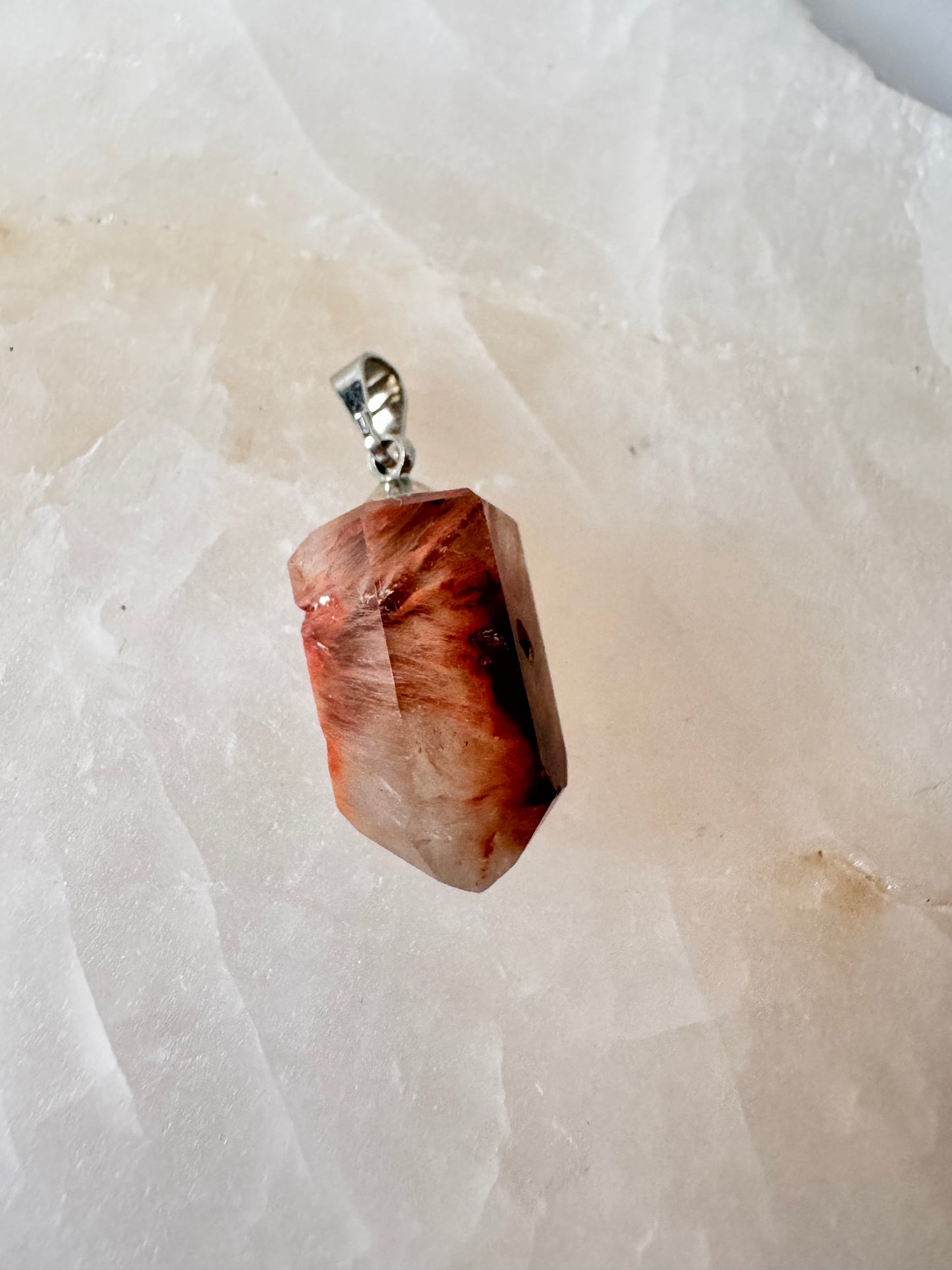Red Amphibole Quartz Pendant |Bespoke Crystals