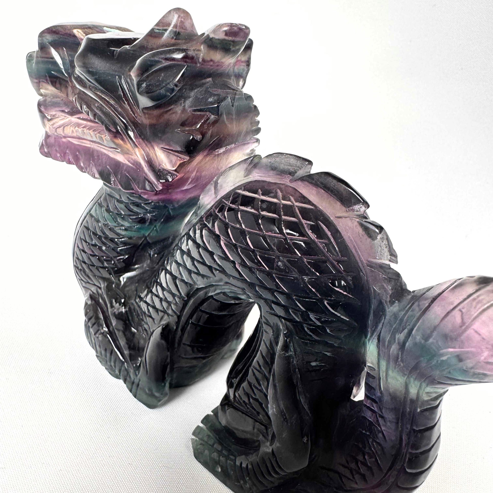 Rainbow Fluorite Crystal Dragon Carving #1| Bespoke Crystals NZ