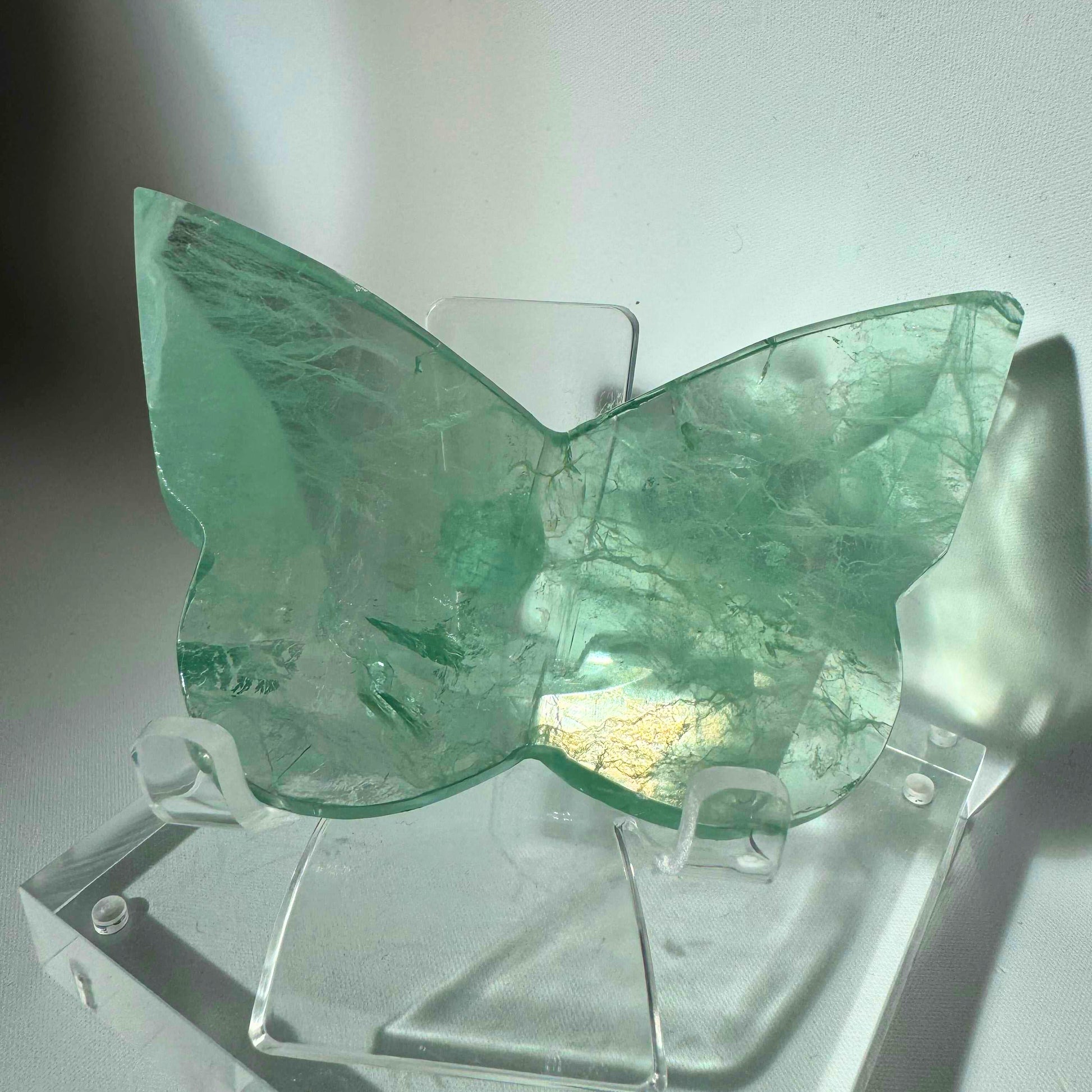 Green Fluorite Crystal 3D Butterfly #2  highlighting its premium craftsmanship and peaceful energy properties.