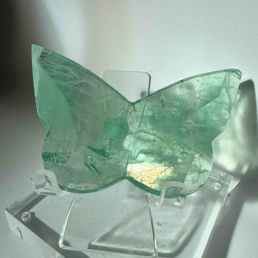 Green Fluorite Crystal 3D Butterfly #2  highlighting its premium craftsmanship and peaceful energy properties.