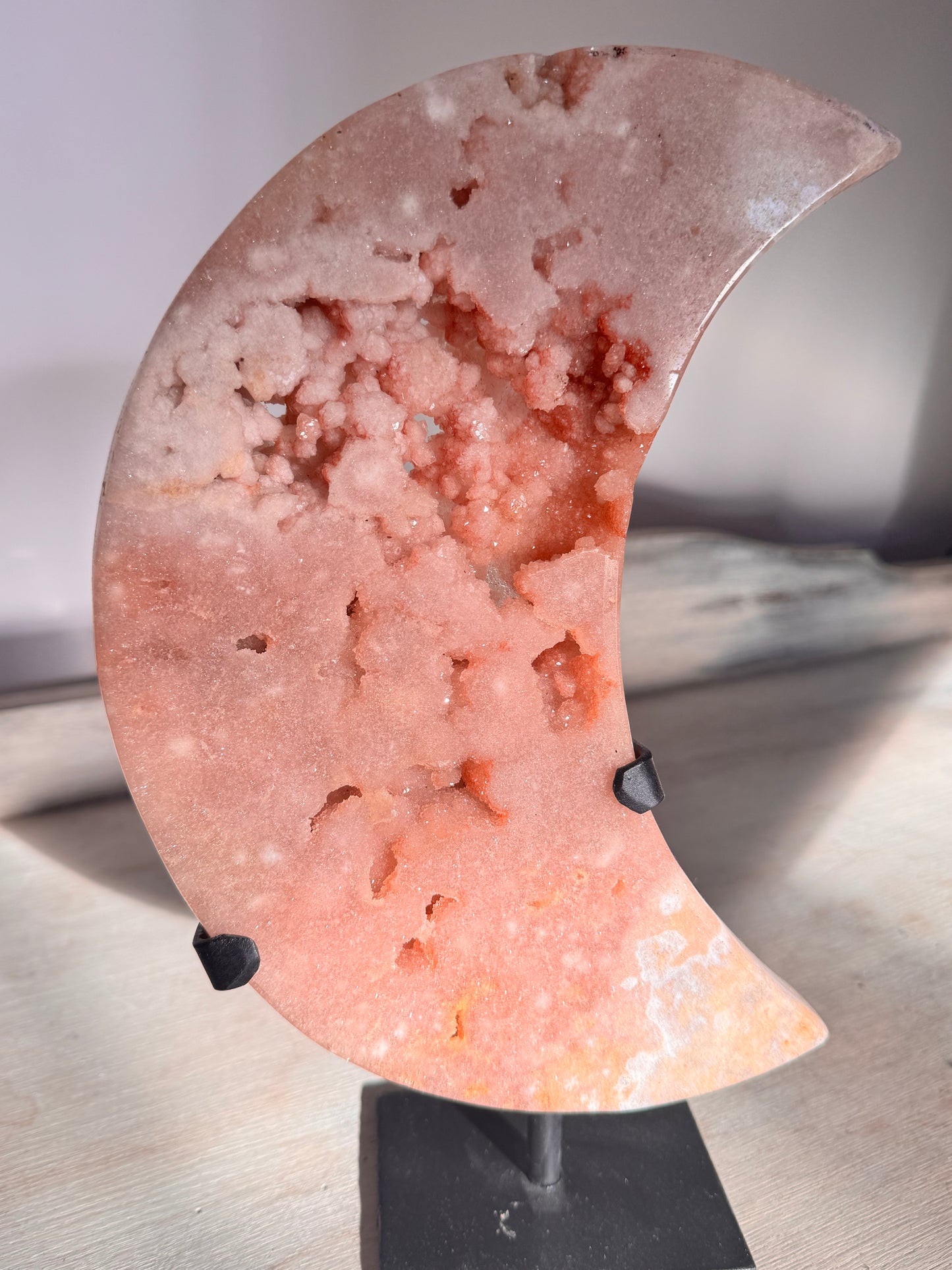 Pink Amethyst Druze Moon