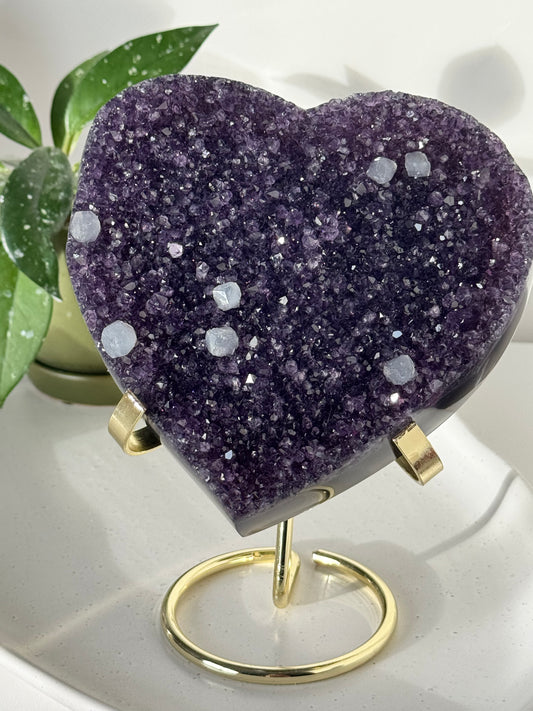 Large Amethyst Heart with Calcite | Bespoke Crystals NZ