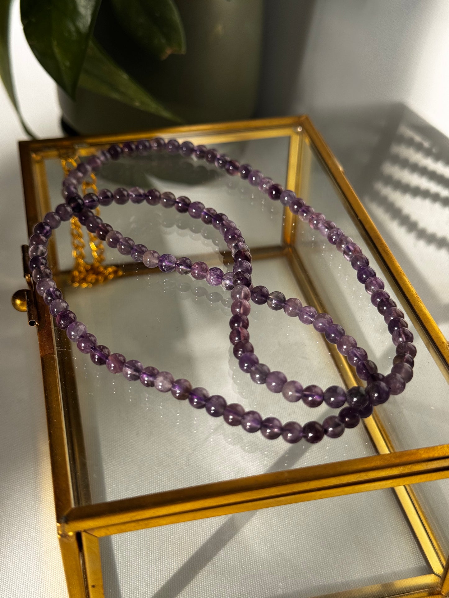 Amethyst Bead Necklace | Polished Round Beads | Crystal Jewellery NZ | Bespoke Crystals