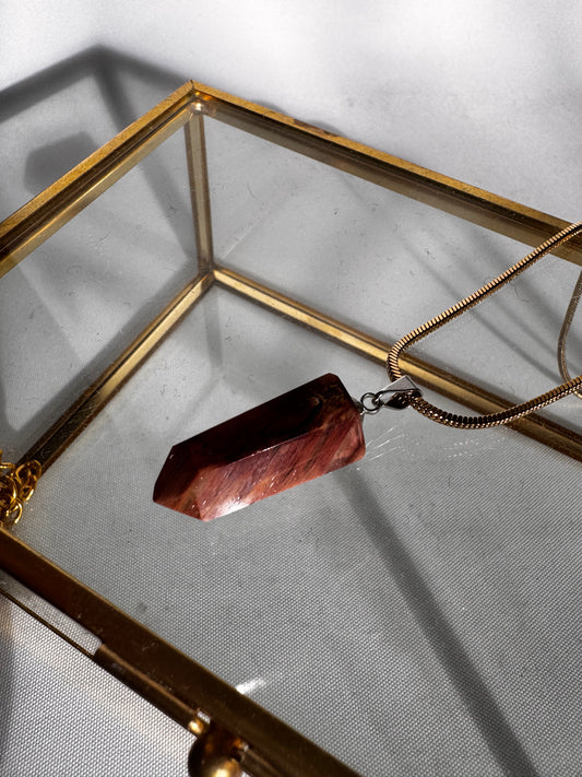 Red Amphibole Quartz Pendant |Bespoke Crystals