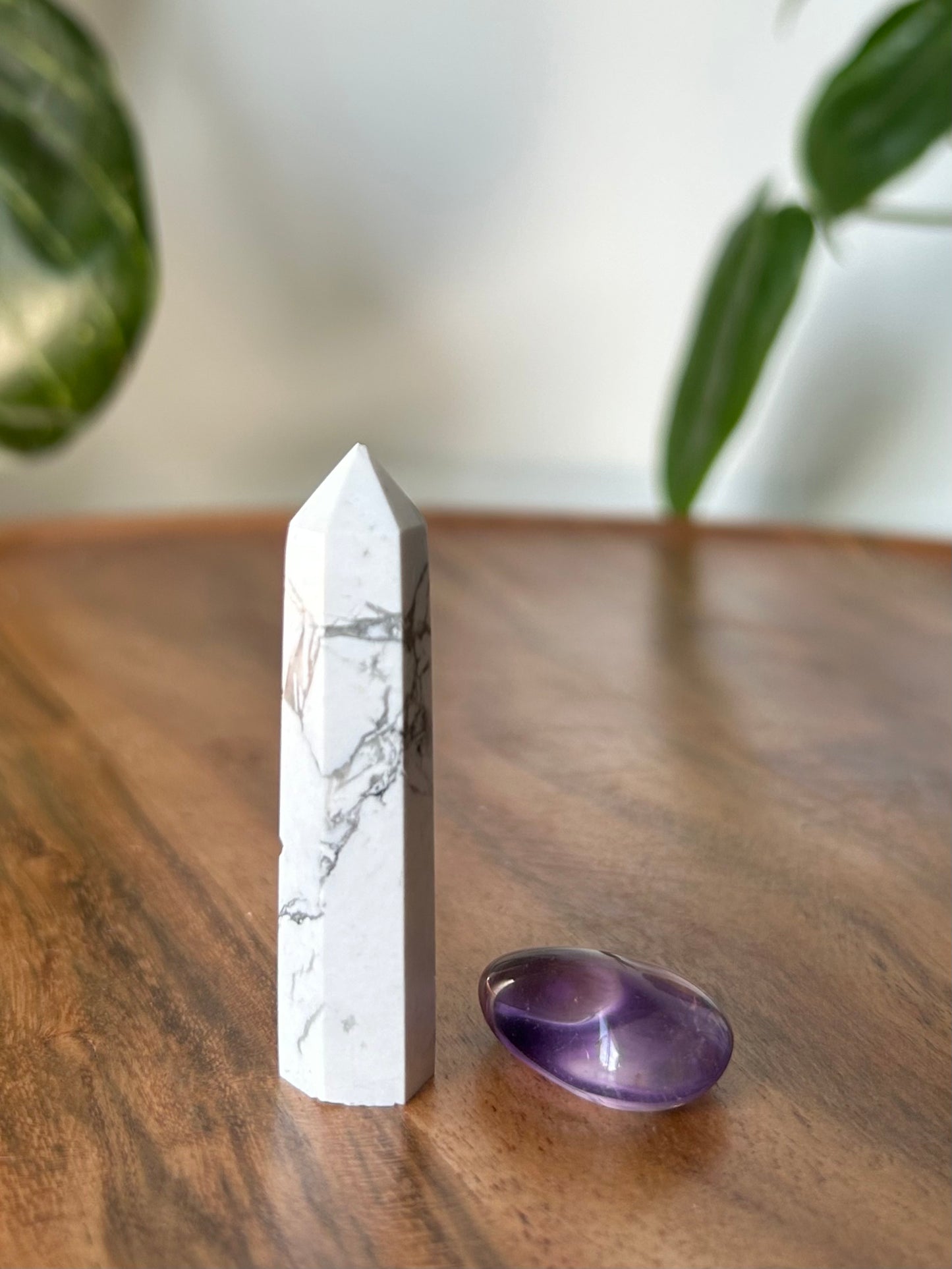 Howlite Mini Tower & Amethyst Tumble stone