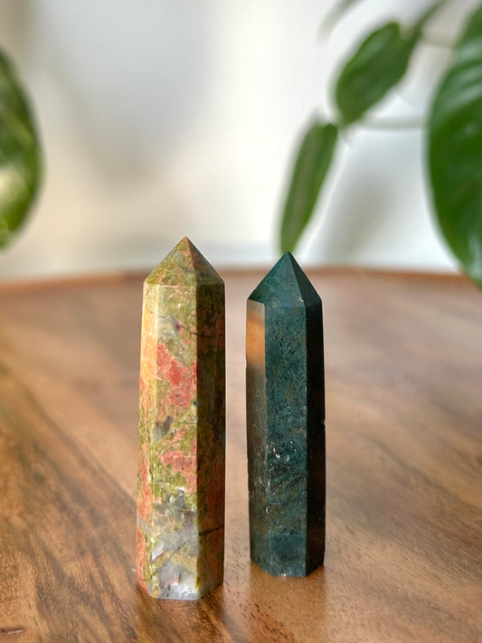 Moss Agate & Unakite Mini Points