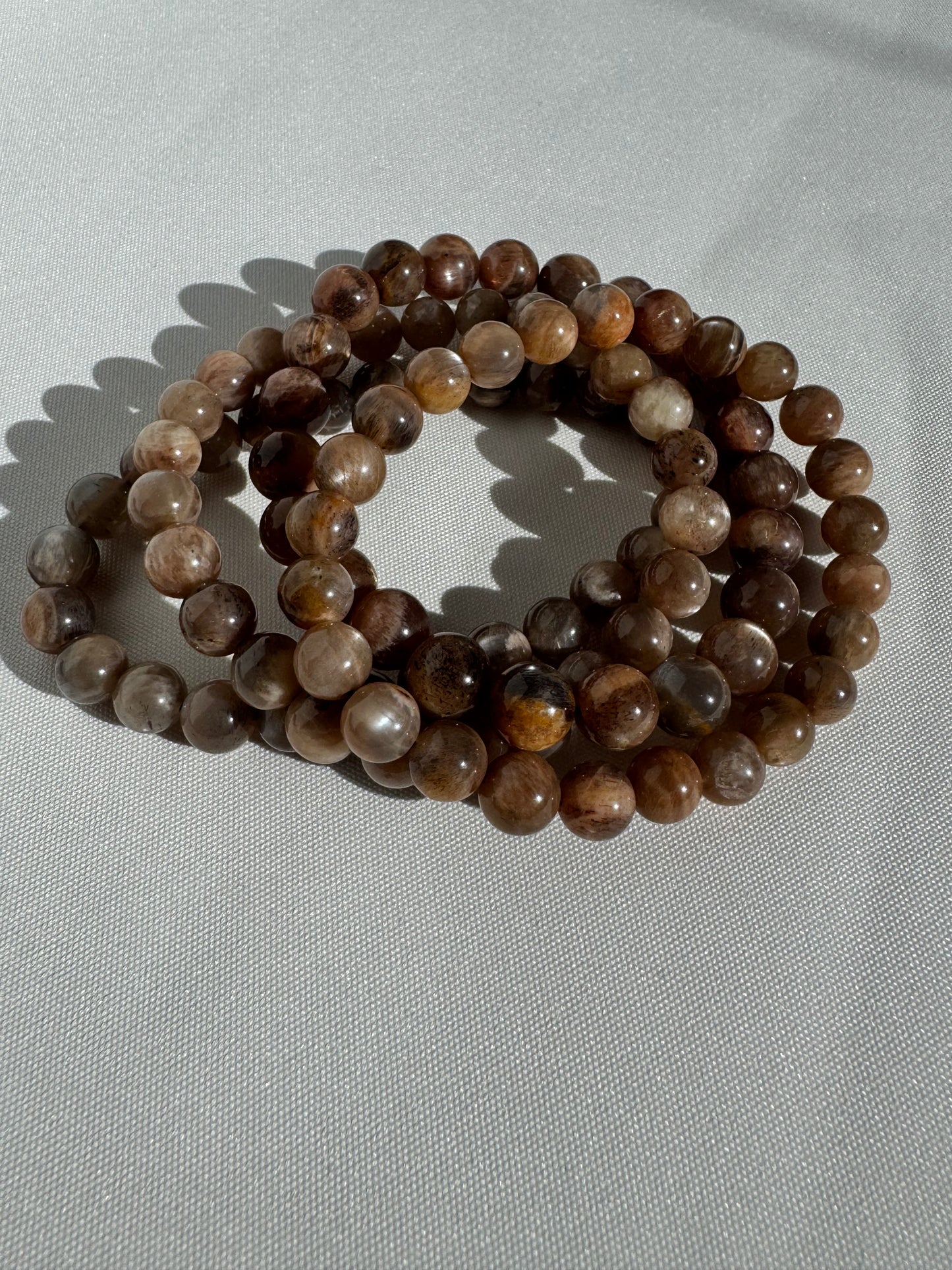 Peach Moonstone Bracelet - Emotional Balance | Growth Aid featuring polished round beads in earthy peach tones, ideal for feminine energy and healing.