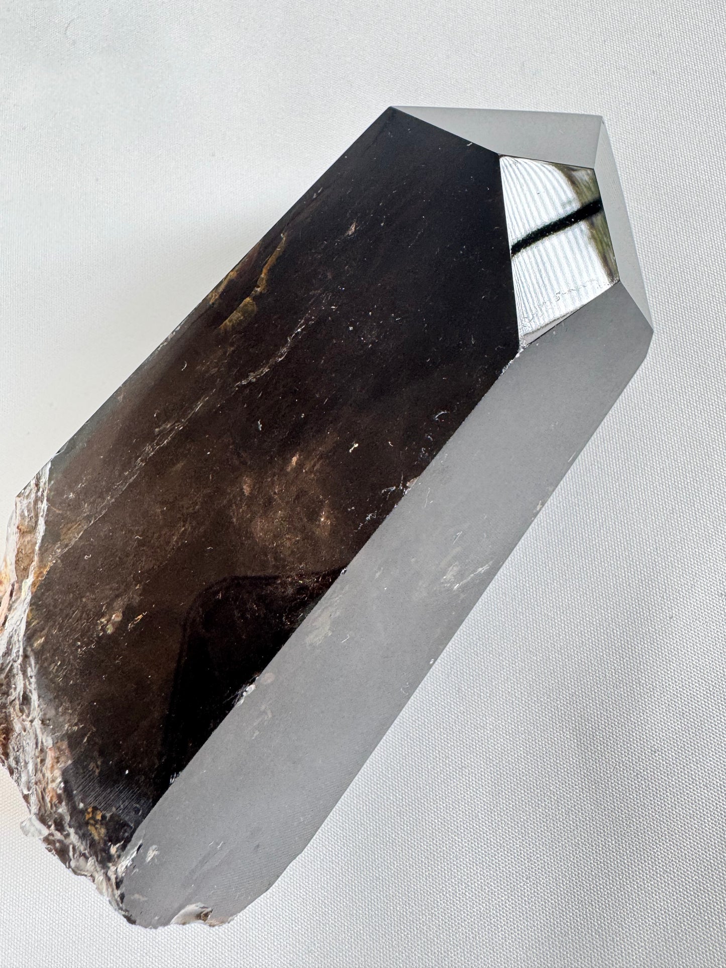 Large Dark Smoky Quartz Crystal Point with Phantom | Bespoke Crystals