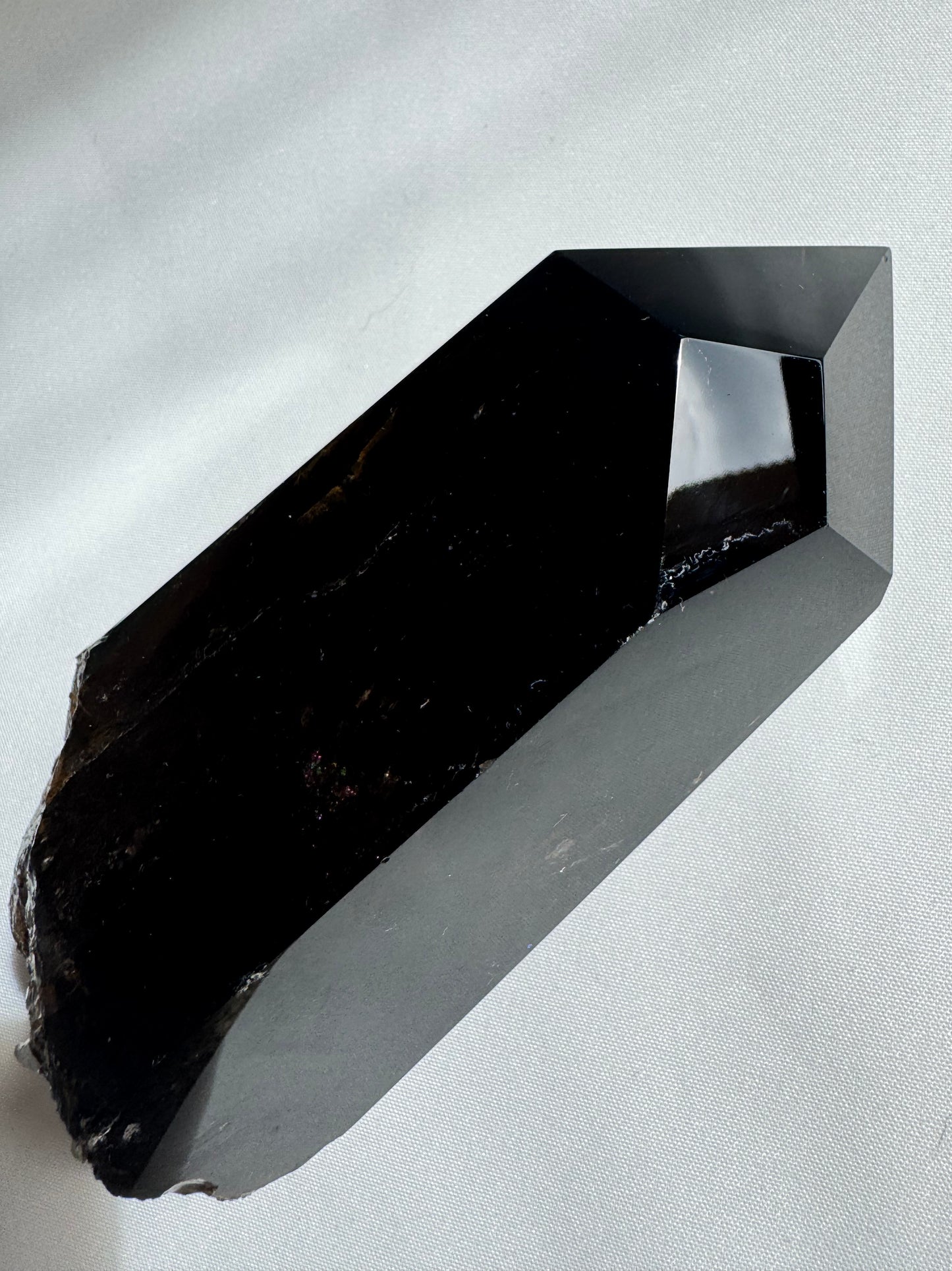 Large Dark Smoky Quartz Crystal Point with Phantom | Bespoke Crystals