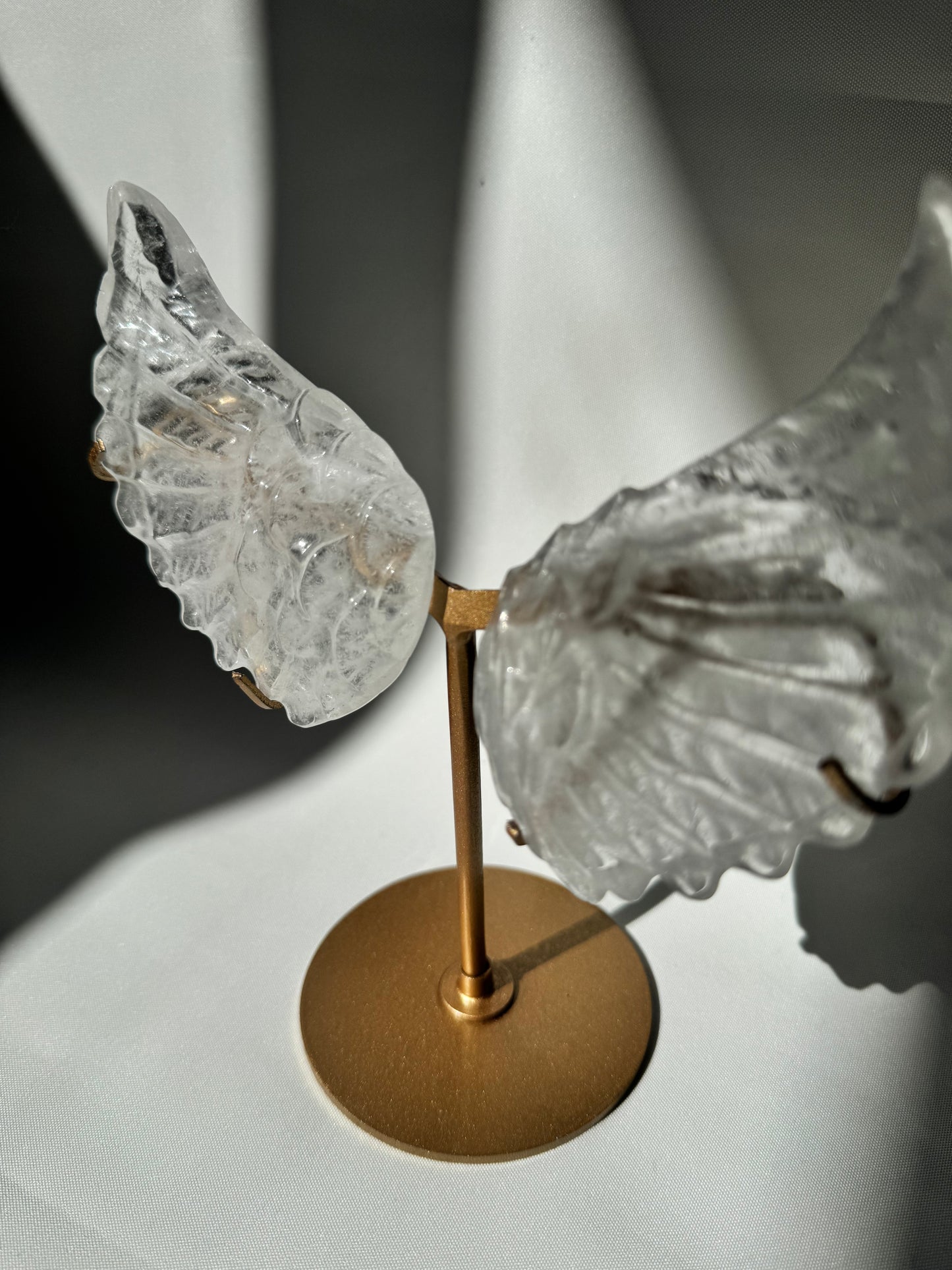 stunning Quartz Angel Wings on Gold Stand | Crystals online NZ