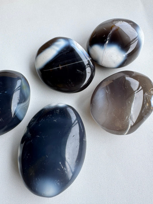 Orca Agate Palm Stones for Emotional Healing and Inner Calm