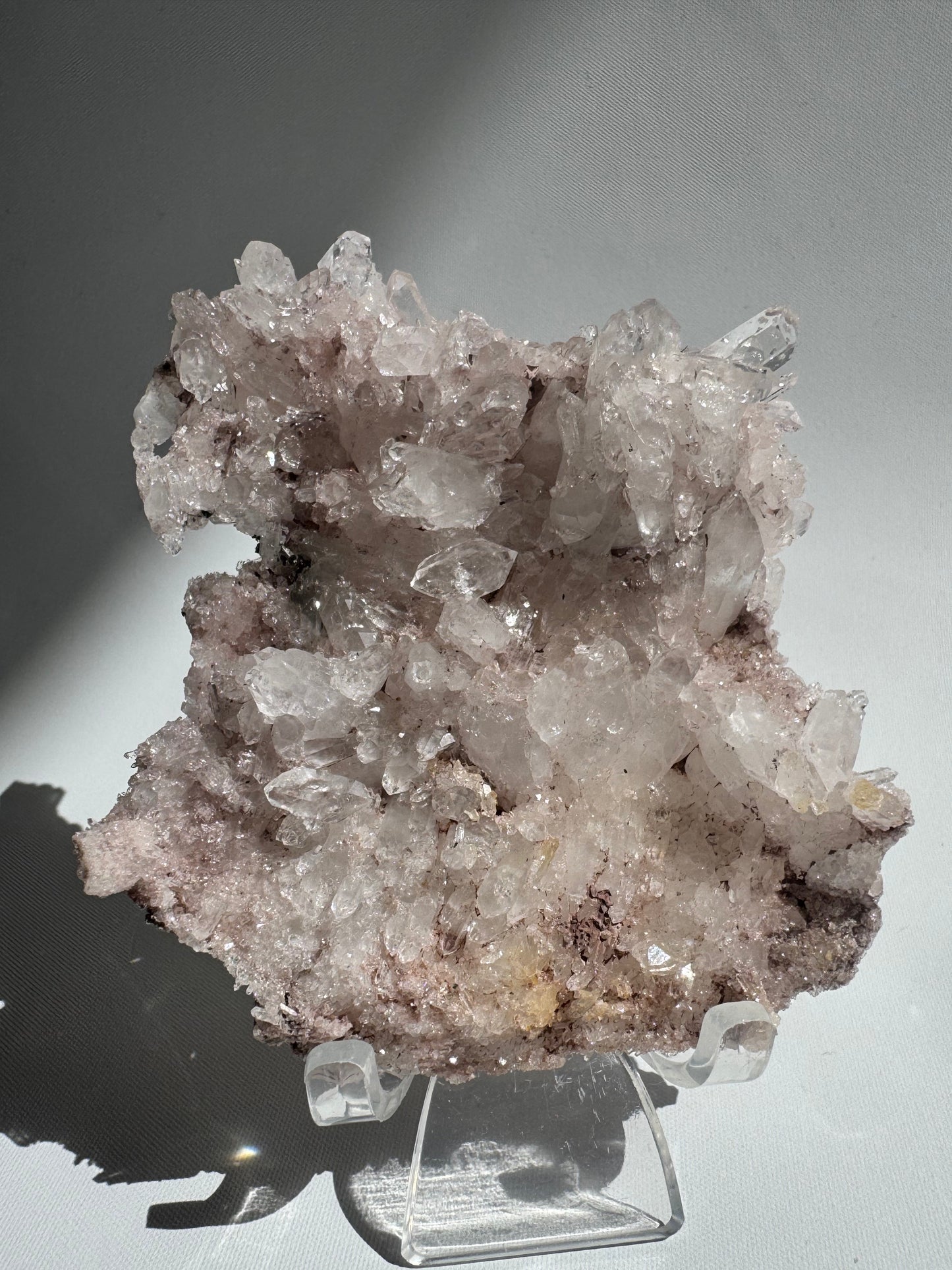 Pink Lithium Lemurian Seed Crystal Quartz Cluster