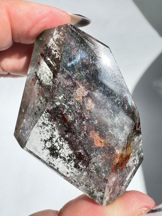 Lodalite Freeform crystal with vivid mineral inclusions, ideal for healing and meditation. Ethically sourced Garden Quartz from Healing Crystals NZ.