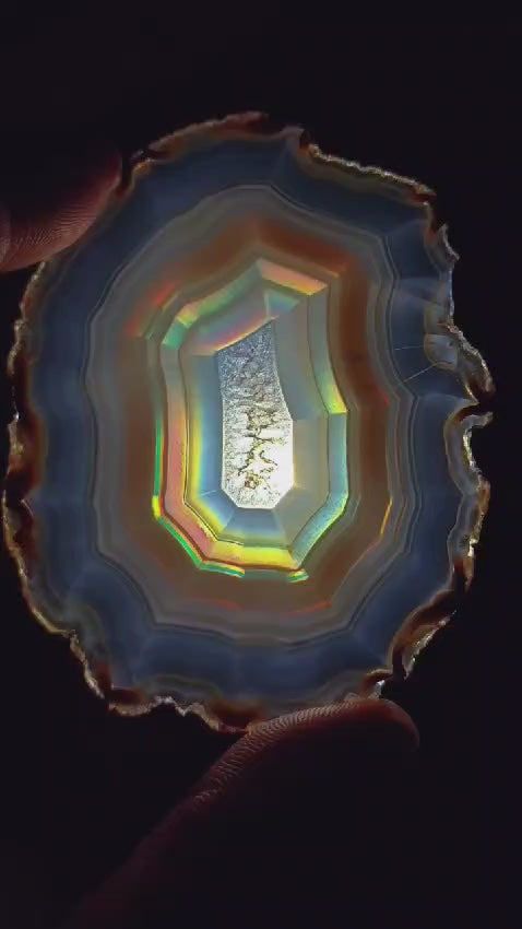 Rare Rainbow Iris Agate Slice